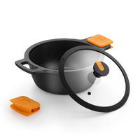 Efficient Pro Cast Aluminum High Casserole with Non-Stick and Glass Lid