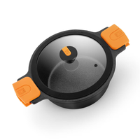 Efficient Pro Cast Aluminum High Casserole with Non-Stick and Glass Lid