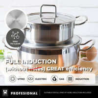 Profesional Stainless Steel Sauté Pan with Glass Lid