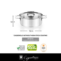 Signature Stainless Steel Casserole with Glass Lid