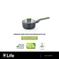 Life Recycled Cast Aluminum Saucepan w/ Glass lid & Ceramic Non-Stick