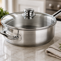 Profesional Stainless Steel Sautepan with Glass Lid 11 in