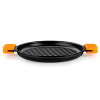 Efficient Iron Cast Iron Round Ribbed Grill without Non-Stick