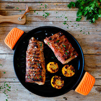Efficient Iron Cast Iron Round Ribbed Grill without Non-Stick