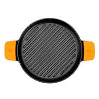 Efficient Iron Cast Iron Round Ribbed Grill without Non-Stick