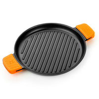 Efficient Iron Cast Iron Round Ribbed Grill without Non-Stick