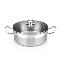Profesional Stainless Steel Casserole with Glass Lid