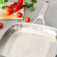 Signature Stainless Steel Ribbed Grill Non-Stick-Free