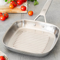 Signature Stainless Steel Ribbed Grill Non-Stick-Free