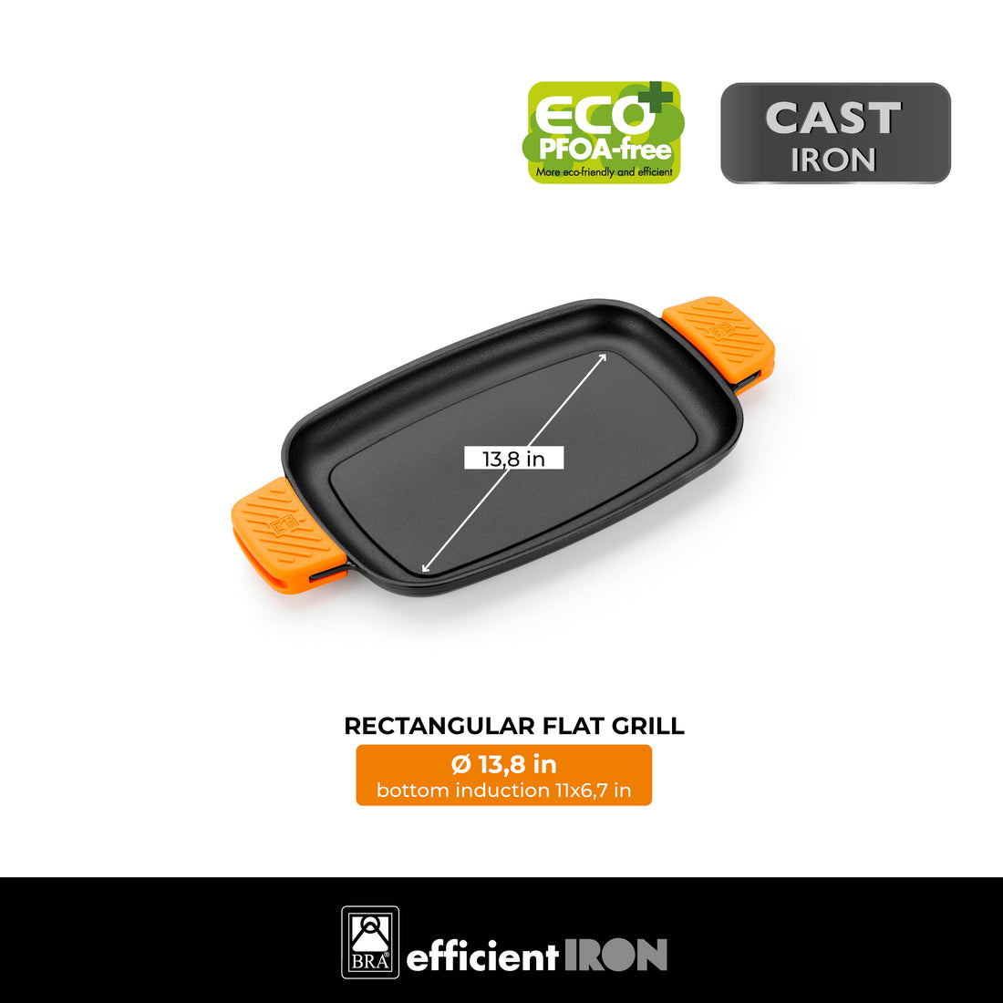 Efficient Iron Cast Iron Rectangular Smooth Grill without Non-Stick