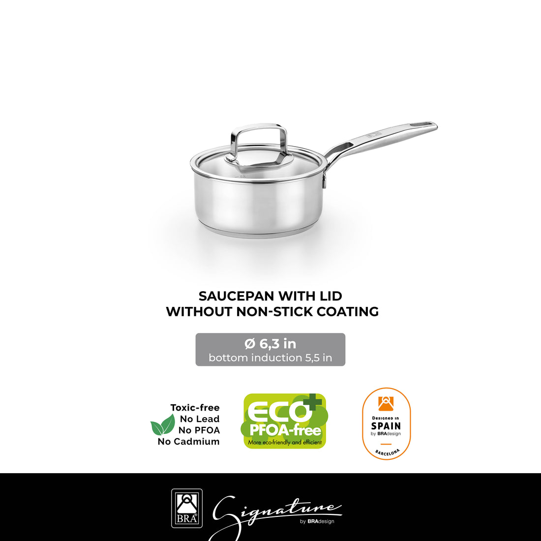 Signature Stainless Steel Sauce Pan with Glass Lid
