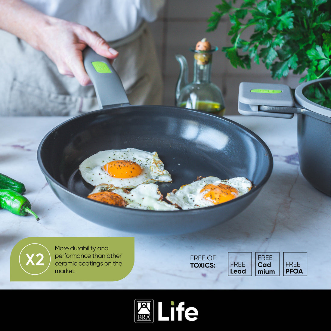 Life Recycled Cast Aluminum Pan Set with Ceramic Non-Stick