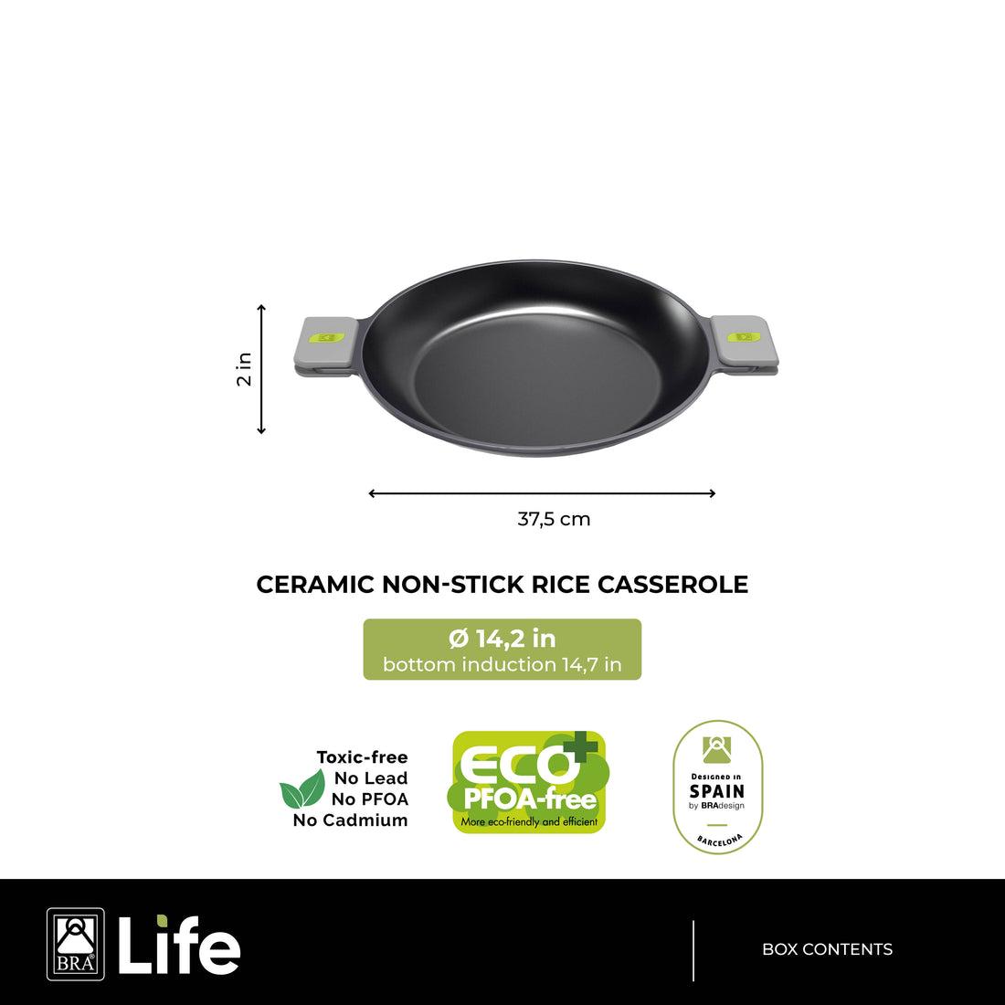 Life Recycled Cast Aluminum Paella Pan with Ceramic Non-Stick