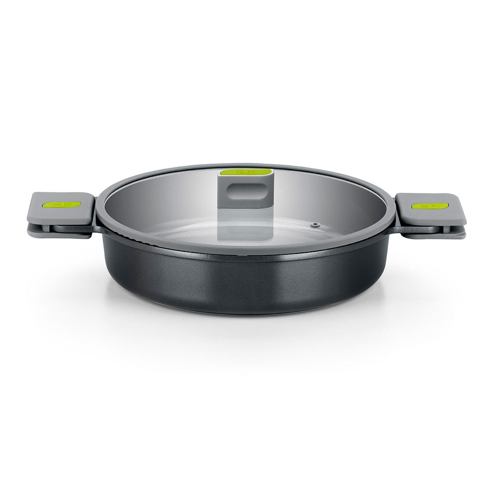 Life Recycled Cast Aluminum Low Casserole w/ Ceramic Non-Stick & Glass Lid