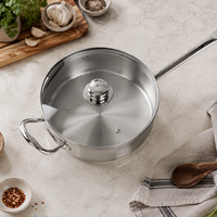 Profesional Stainless Steel Sautepan with Glass Lid 11 in