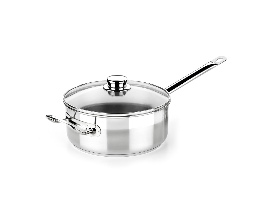 Profesional Stainless Steel Sautepan with Glass Lid 11 in