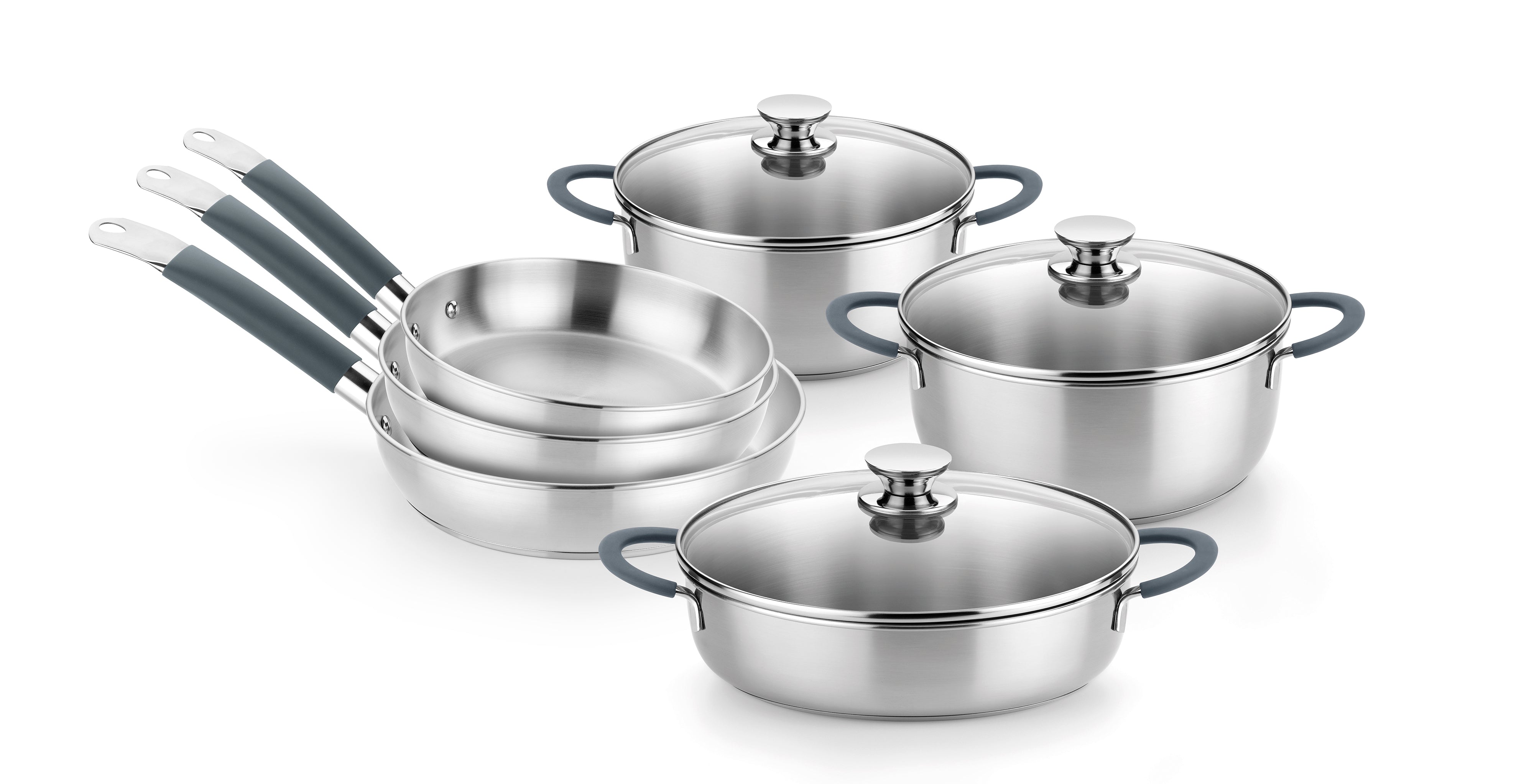 MASTER 9 Pieces Cookware Set: Stainless Steel Pans & Pots Set – bracookware