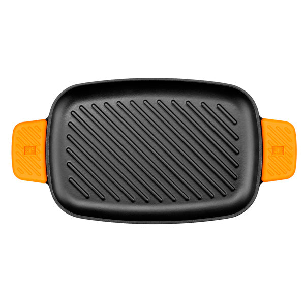 Efficient Iron Cast Iron Rectangular Ribbed Grill without Non-Stick