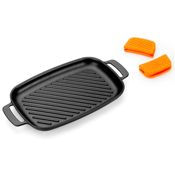 Efficient Iron Cast Iron Rectangular Ribbed Grill without Non-Stick