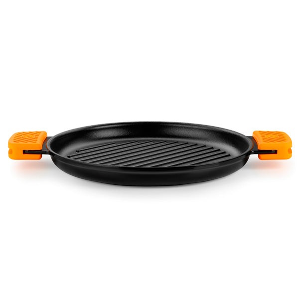 Efficient Iron Cast Iron Round Ribbed Grill without Non-Stick