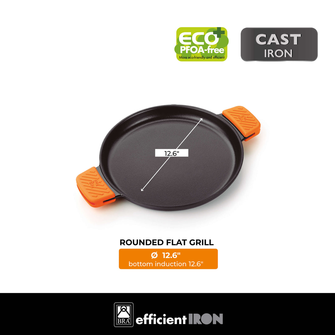 Efficient Iron Cast Iron Round Smooth Grill without Non-Stick
