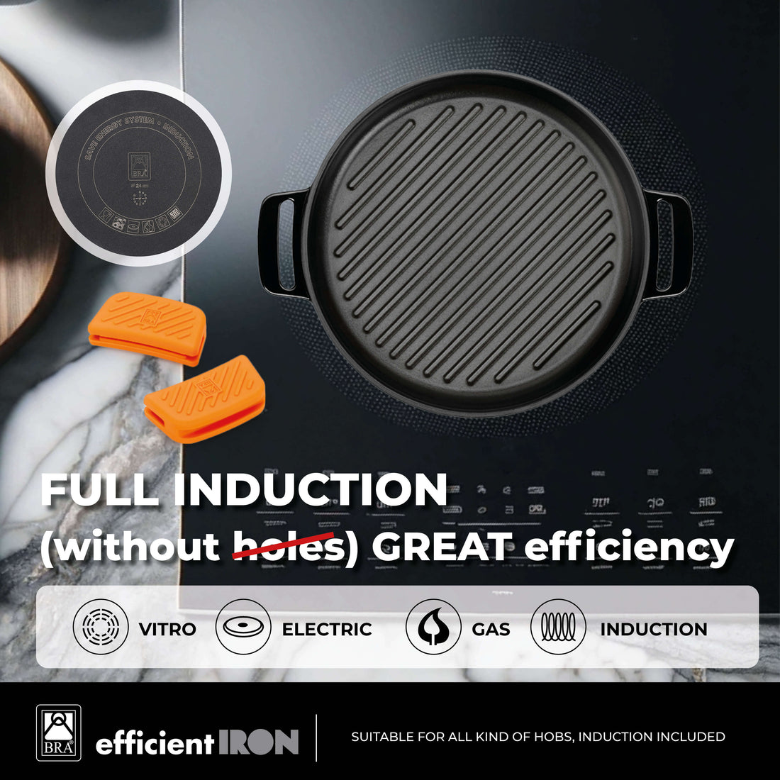 Efficient Iron Cast Iron Rectangular Smooth Grill without Non-Stick