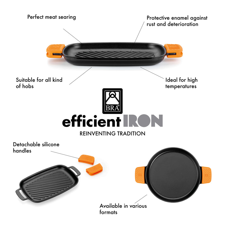 Efficient Iron Cast Iron Rectangular Smooth Grill without Non-Stick