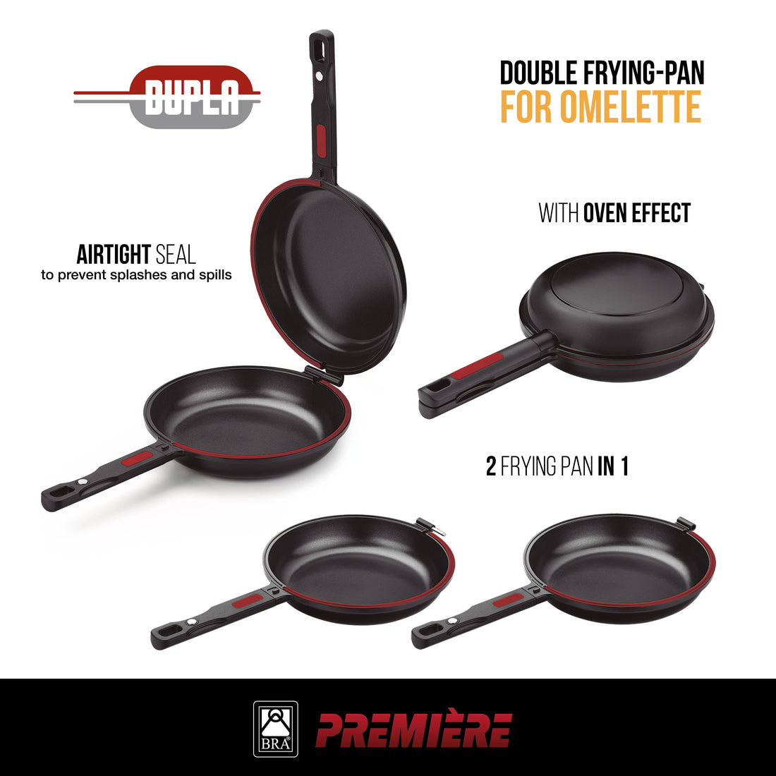 PREMIERE Double Frying Pan: Cast Aluminum Dual Skillet w/ Non