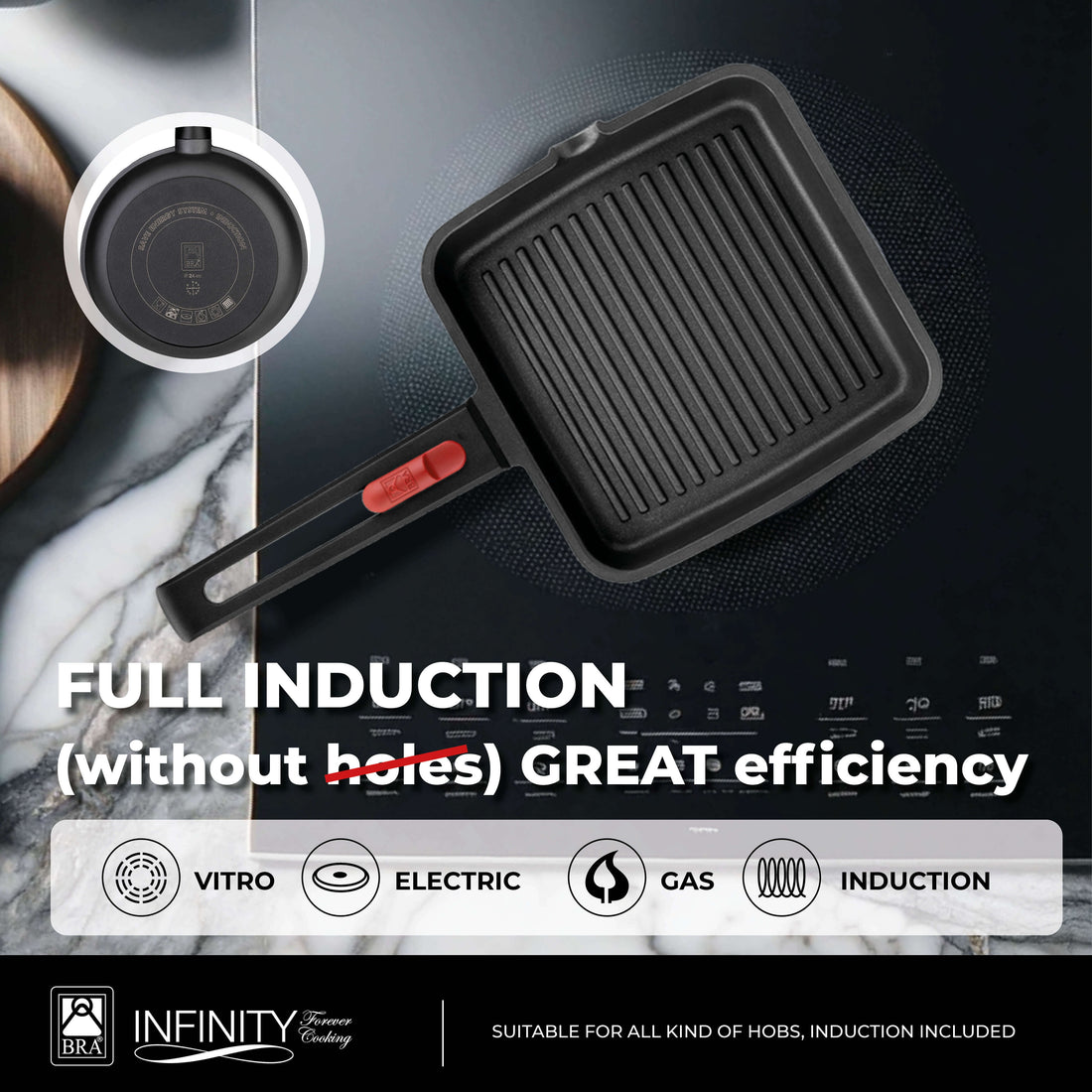 Infinity Cast Aluminium Ribbed Grill with Non-Stick