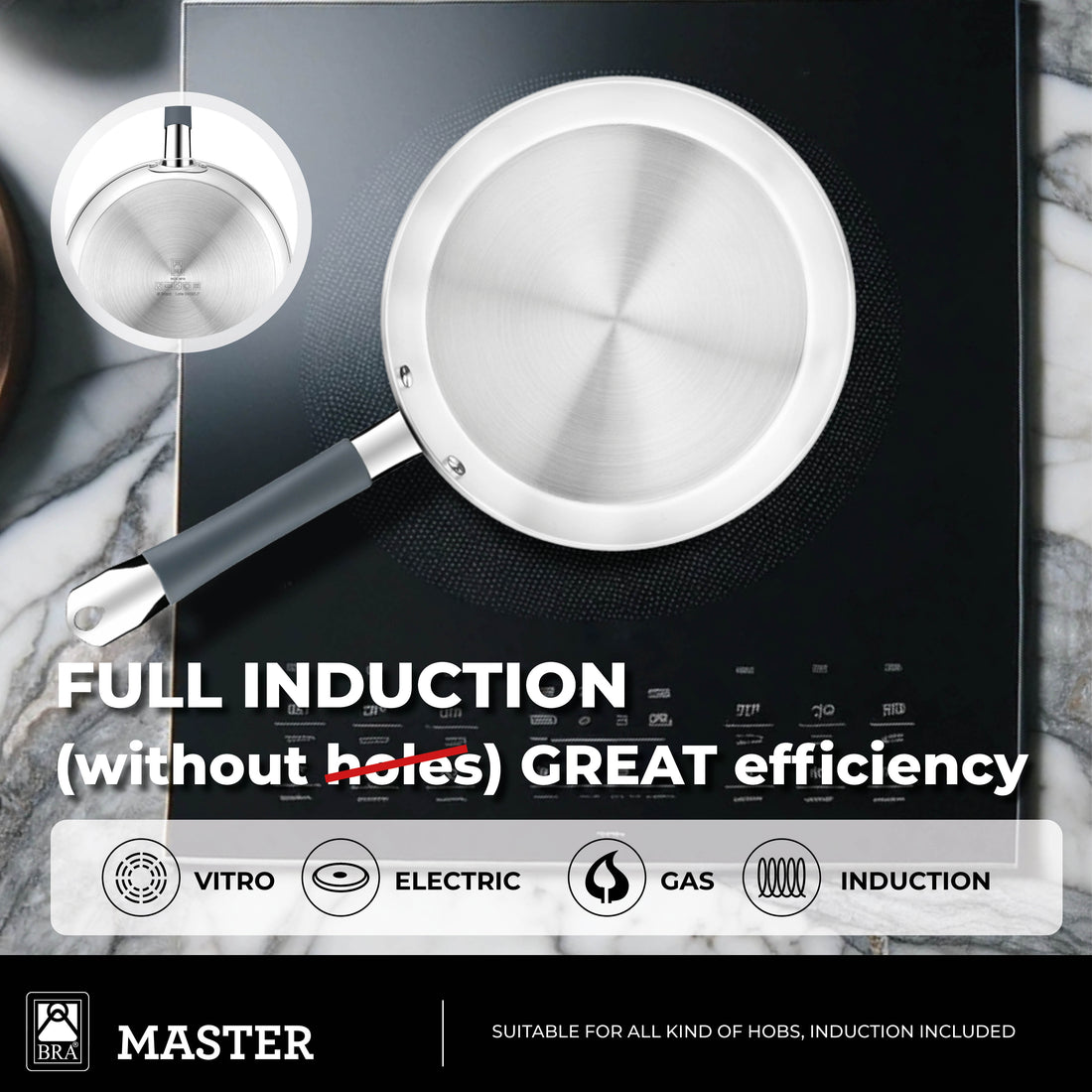 Master Stainless Steel Sauté Pan with Glass Lid