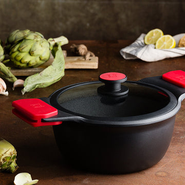 Infinity Cast Aluminium High Casserole with Non-Stick and Glass Lid