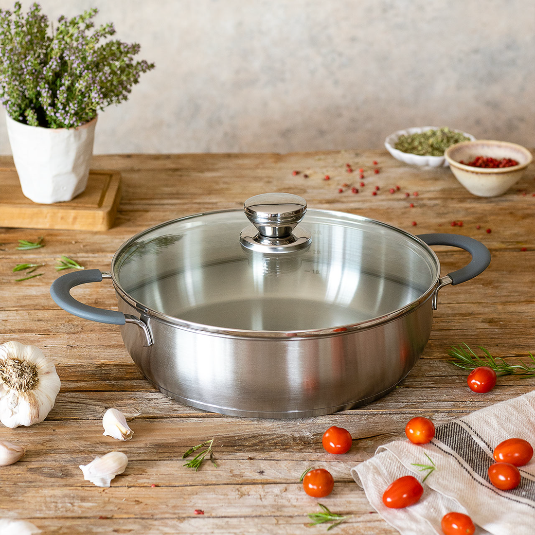 Master Stainless Steel Sauté Pan with Glass Lid