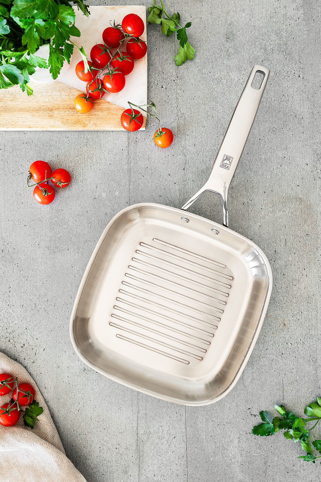 Signature Stainless Steel Ribbed Grill Non-Stick-Free