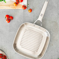 Signature Stainless Steel Ribbed Grill Non-Stick-Free